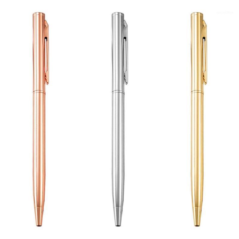 

20pcs Metal Ballpoint Pen Stainless Steel handle Rods Rotating For Business Signature School Office Stationery Ink Black Blue1, Rose gold