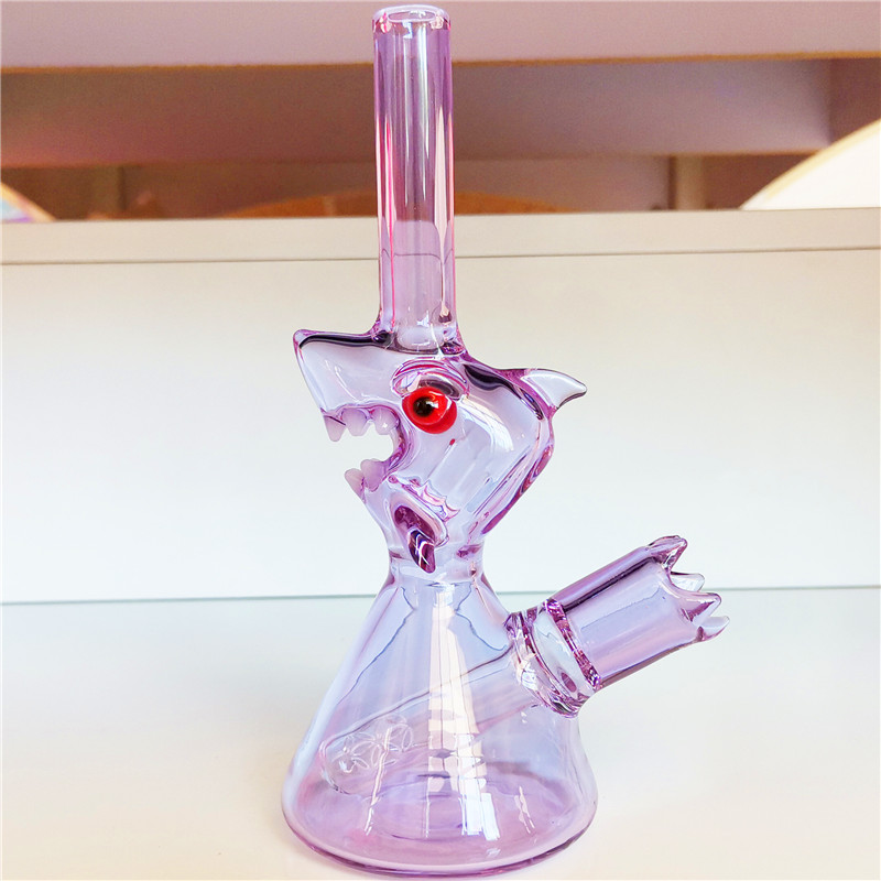 

Glass Dino Bong With 14.4mm Female Joint Golden Purple Color Glass Water Bongs Water Pipes Headyglass Bubbler