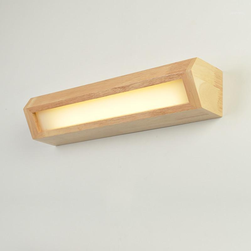 

Simple wooden wall lamp LED solid wood bedroom bedside lamp living room creative rectangular bathroom mirror headlights mx6191001