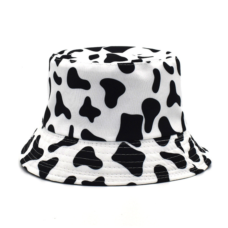 

Cow print Bucket Hat Fisherman hats Banana Pineapple print Basin Cap Women Men outdoor travel Casual caps boys girls Fashion Accessories NEW, Black white