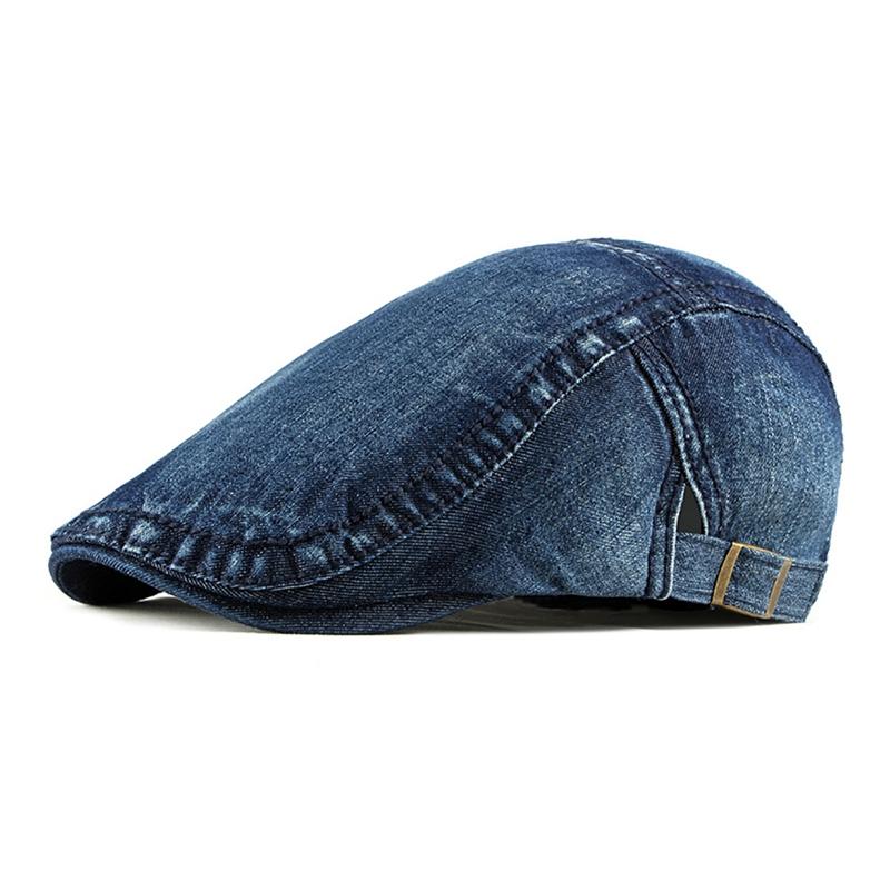 

Outdoor cotton polyester beret hat Beret golf Cap Men Summer Sunshade Adjustable Washed Denim Peaked Hat Women