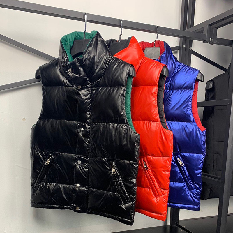 Fashion- Mens jacket down vest high quality men women winter warm vest coat round neck letter print jacket 3 colors M-3XL