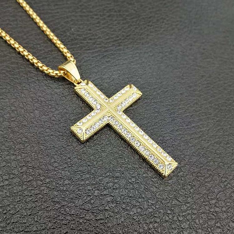 

HIP Hop new Titanium Stainless Steel Full Micro Pave Rhinestone Iced Out Bling Cross Pendants Necklaces for Men Jewelry