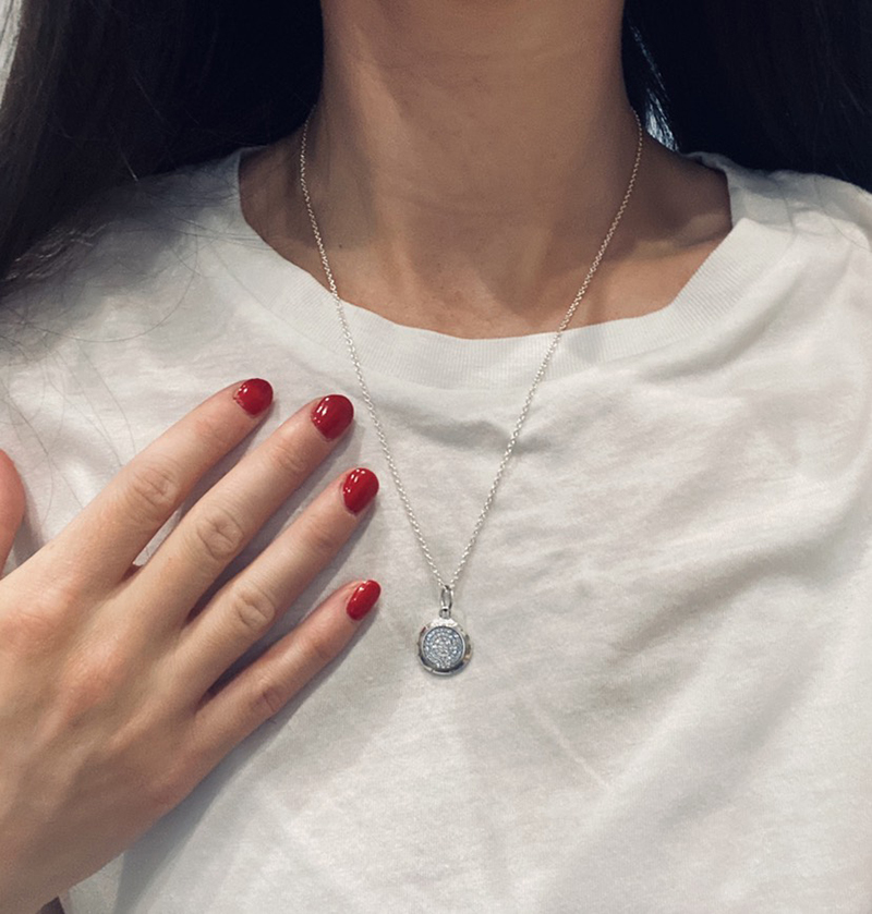 

BRAND NEW 925 Sterling Silver Signature Pendant Necklace Original Box for Pandora CZ Diamond Disc Chain Necklace for Women Men