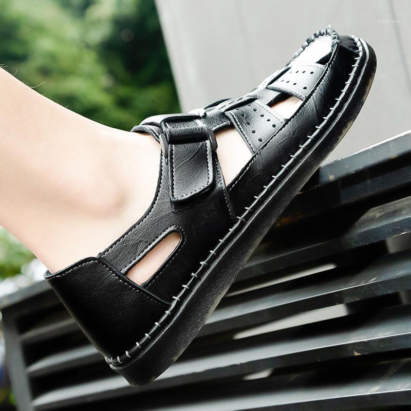 

Men's Sandals Genuine Leather Men Shoes Outdoor Lightweight Summer Shoes Comfort Fashion Casual Men Sandals Zapatos De Hombre1, Black