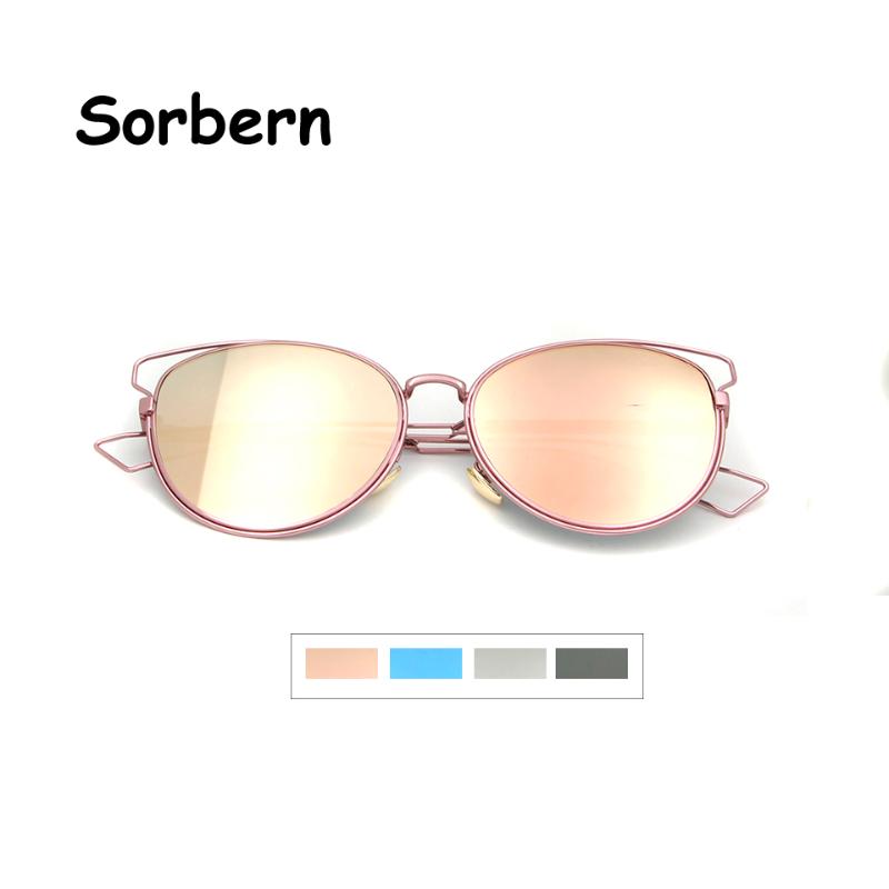 

Retro Cat Eye Sunglasses Metal Frame Sun Glasses For Female Luxury Mirror Glasses Women Flat Top Women'S Sunglasses oculos