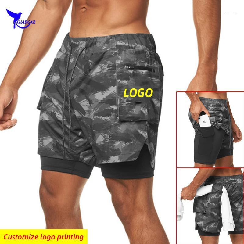 

Custom LOGO Double Layer 2 in 1 Running Shorts Men Quick Dry Sports Short Pants Big Pocket Camo Training Gym Fitness Bottoms1, Black