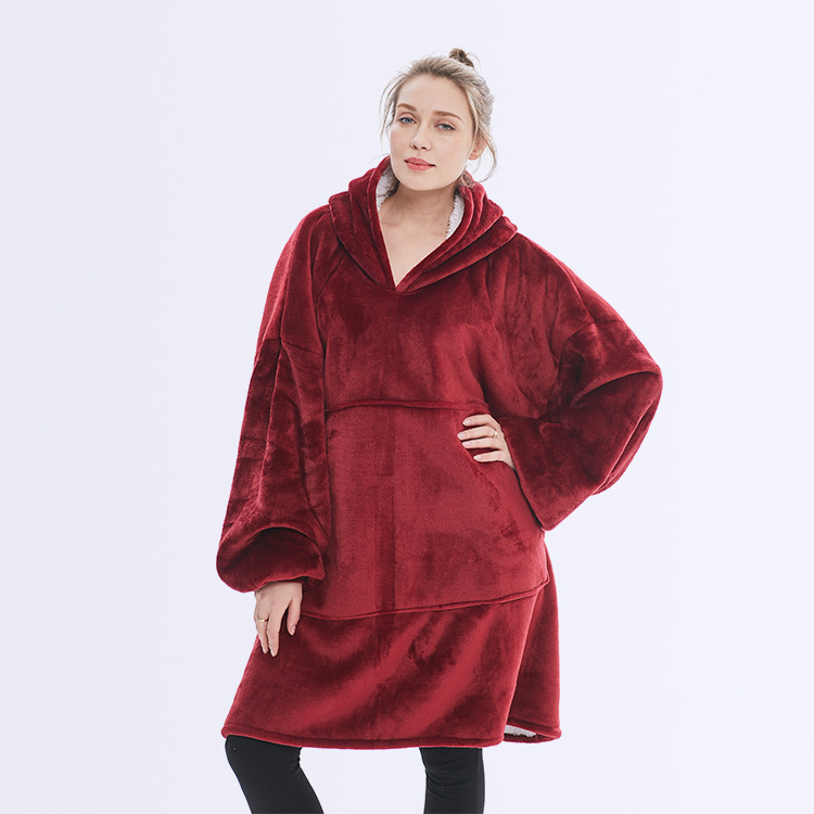 

Oversized Hoodie Blanket With Sleeves Sweatshirt Plaid Winter Fleece Hoody Women Pocket Female Hooded Sweat Oversize Femme Adult models