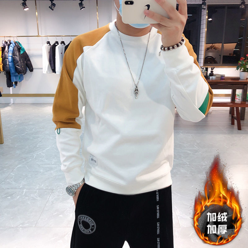 

2021 Men's Clothes Addition to Thickened Velvet Winter Students Version of Trend Releases Beautiful Guy Spirit in the Lower Shirt 1KLK, Black