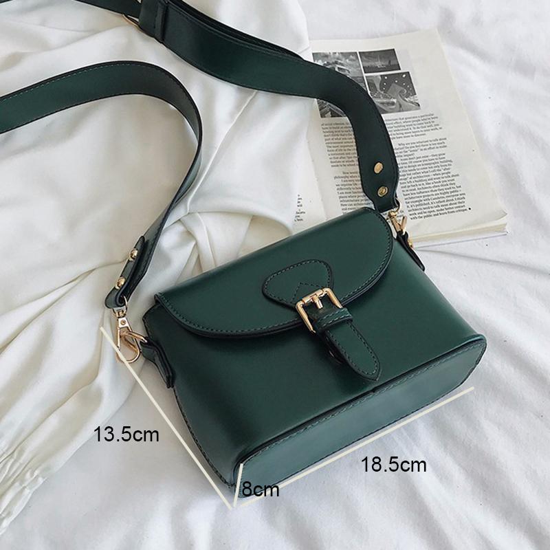 

Fashion Woman Shoulder Bags Youth Female Messenger Bag High Quality Ladies Small Bag PU Leather Wide Shoulder Strap Commuter, Black