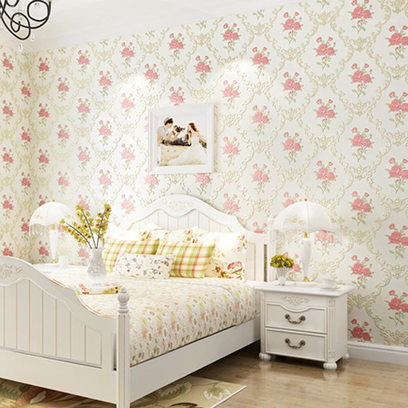 

Europe Floral Wedding Rooms Mural Wall Paper 3d Embossed Damask Flower Wallpapers Stickers Self Adhesive Wallpaper Roll ZP1151, Pink
