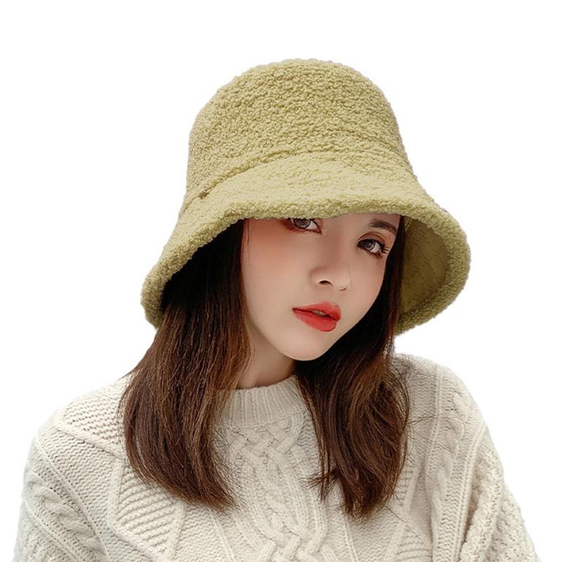 

Women Winter Reversible Bucket Hat Solid Color Thick Faux Fleece Fisherman Cap H8WF, Black