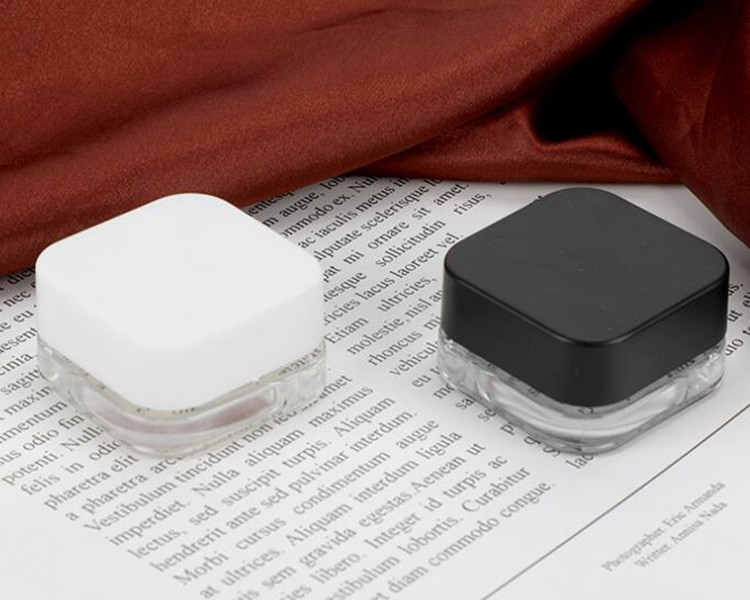 

squre clear glass jar 10g white black childproof lid custom print logo wax concetrate container cosmetic stash