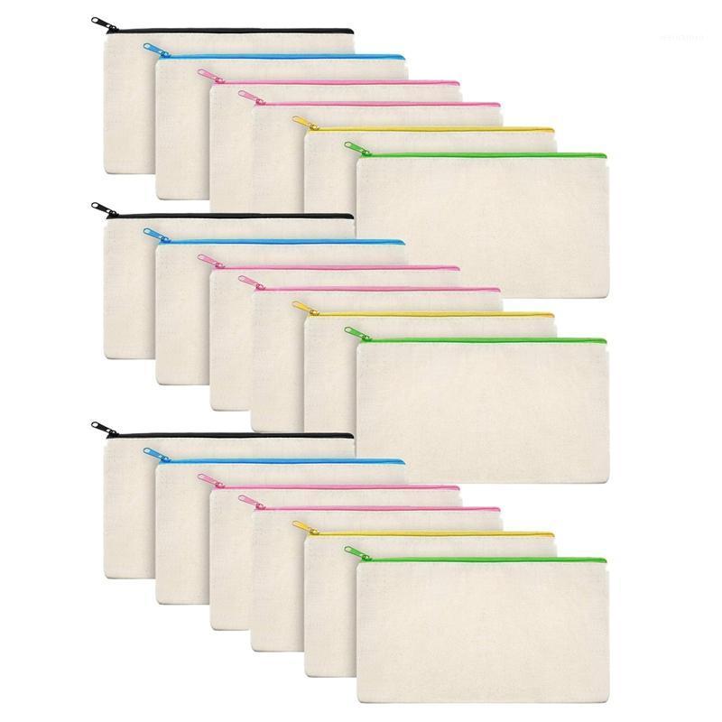 

Canvas Bag Canvas Zipper Bag Pen DIY for Travel Handicraft School, Zipper Bag-18Pcs1, Beige