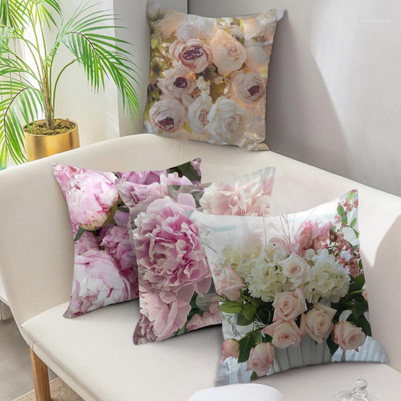 

Fuwatacchi Dream Cushion Covers Pink Flower Pillow Cases Cotton for Bedroom Sofa and Chair Decorative Pillow Covers 45*45cm1, Tprfpc002593