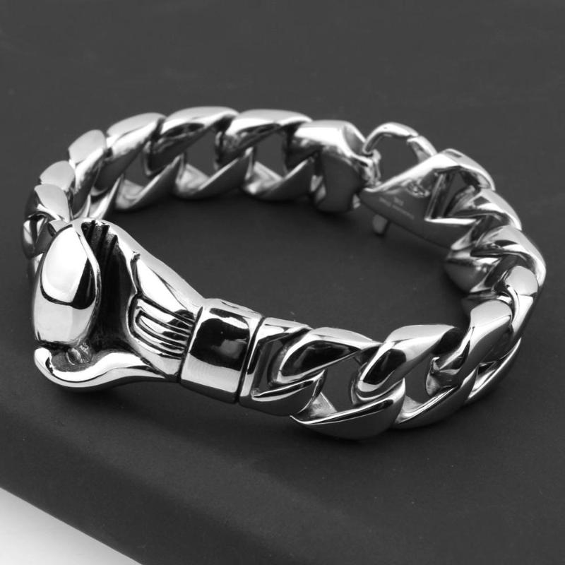 

High Quality Men's Gift Gold Color Silver Color Sporty Design Boxing Glove Bling Curb Cuban Bracelet 8.66"15mm