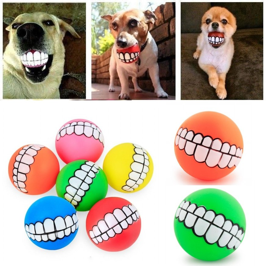 

DHL Free Funny Pets Dog Puppy Cat Ball Teeth Toy PVC Chew Sound Dogs Play Fetching Squeak Toys Pet Supplies Puppy Ball Teeth Silicon Toy CG001