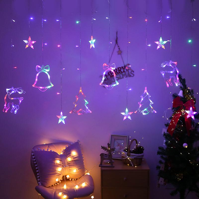 

Home Room Decoration Colorful Lights Christmas Deer Bells Christmas Tree Pendants Lighting Stars Lights Decorations