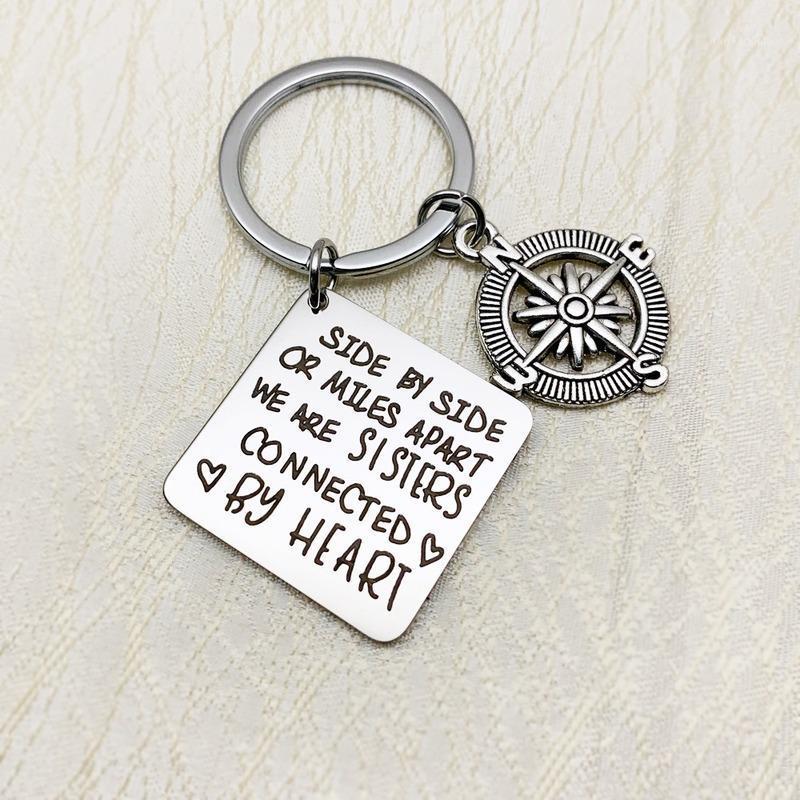 

Keychains Oeinin Creativity Keychain For Men/Women Simple S Keyring Side By Or Miles Apart We Are Sisters Alloy Brelok1