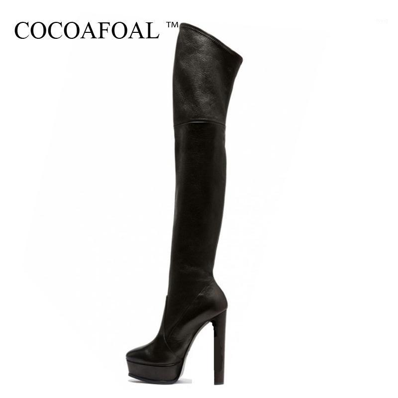 

COCOAFOAL Winter Women's Thigh High Boots Sexy Woman High Heel Shoes Plus Size 33 43 Black Fashion Sexy Over The Knee Boots 20211