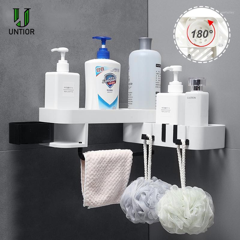 

UNTIOR Wall Mounted Bathroom Shelf Home Kitchen Free Punching Storage Rack Creative 90 Degree Rotation Bathroom Accessories Set1