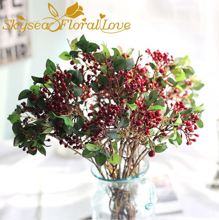 

Artificial flower berry fruit DIY wedding flowers home party wedding decor candy box gift DIY fake flower berry, Green