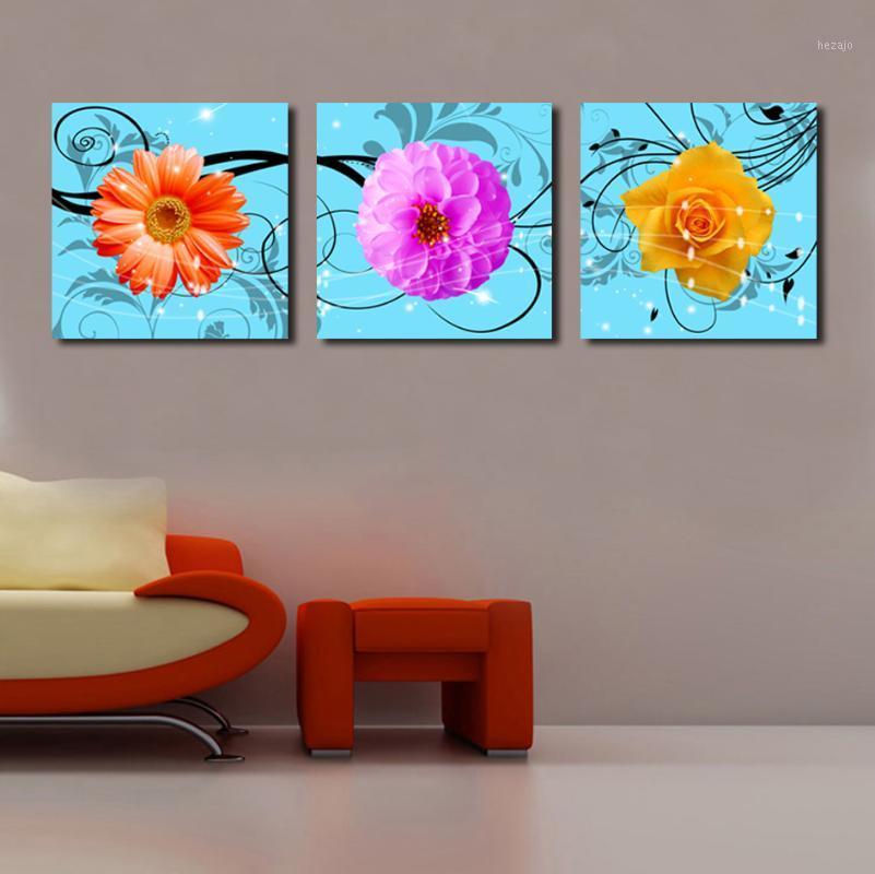 

Different Kinds Of Colorful Flowers Blue Background Posters Home Decoration Canvas Painting Print Wall Picture for Living Room1