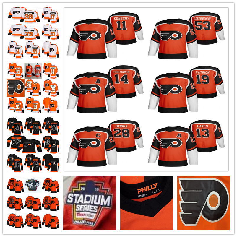 

2021 Reverse Claude Giroux Carter Hart Oskar Lindblom Kevin Hayes Jakub Voracek Ivan Provorov Travis Konecny Philadelphia Flyers Jerseys, Black