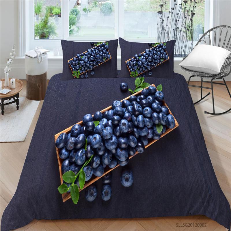 

Fruit Series Bed Set King Size Creative Fashion Blueberry Duvet Cover Queen  Full Single Double Bedding Set 3D Print, Style 1