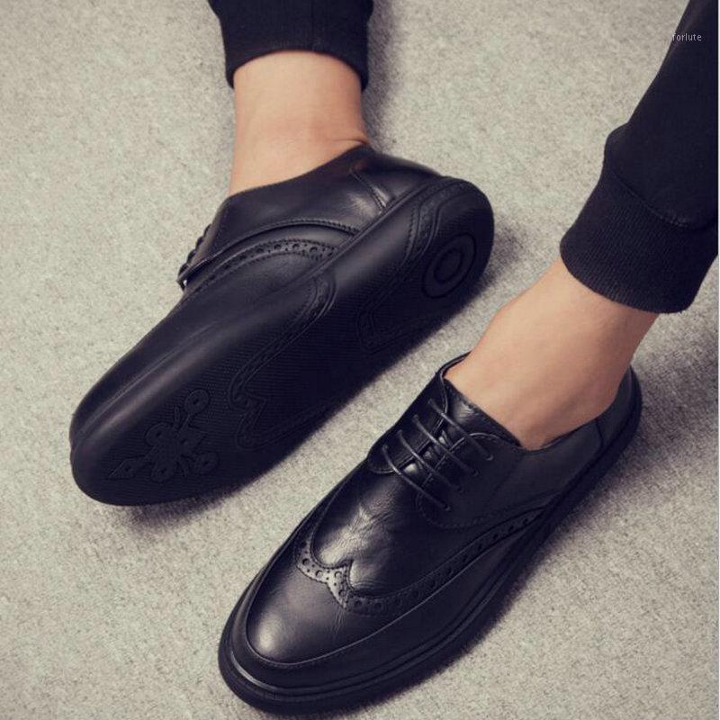 

New Arrival Italian Men Leather Flats Men British Brogue Dress Shoes Formal Business Oxfords Shoes for VV-241, Black
