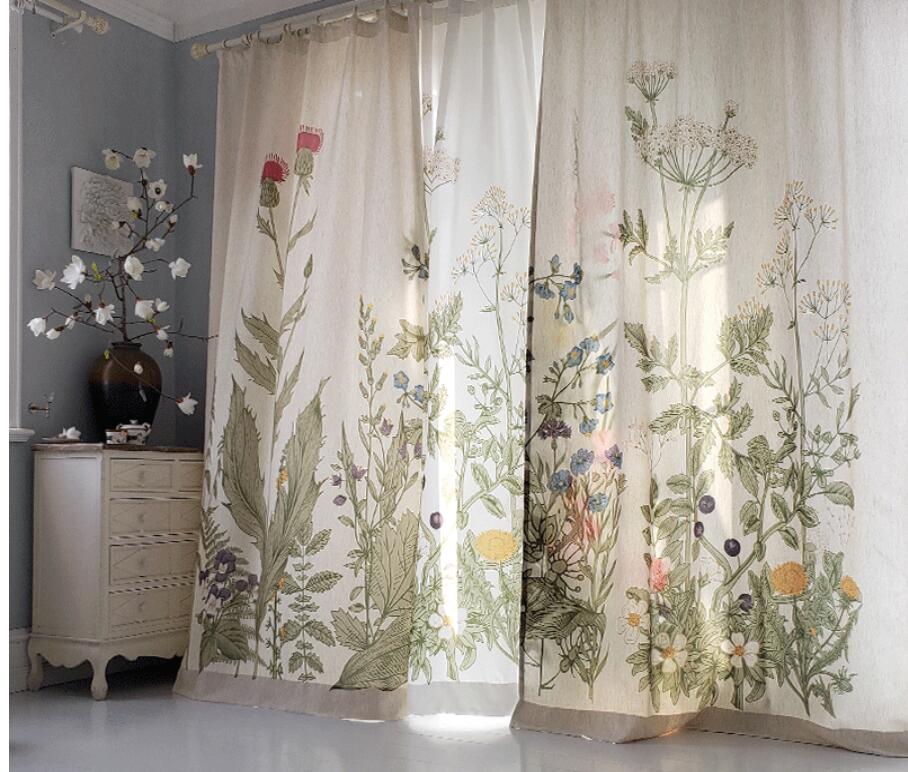 Plant hand-painted Curtain thickened shading living room bedroom high-grade finished products can be customized curtains mysterious garde-image-628772659