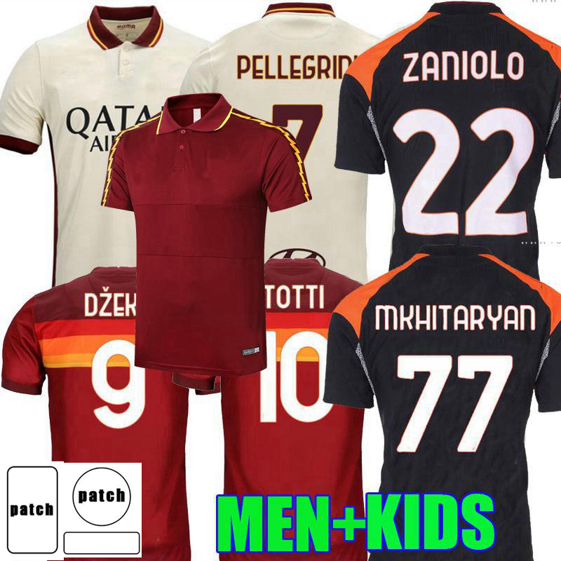 

2020 2021 Roma Soccer Jerseys Mancini TOTTI DZEKO Smalling ZANIOLO 20 21 home away 3rd football men and kids shirt, Away 20/21