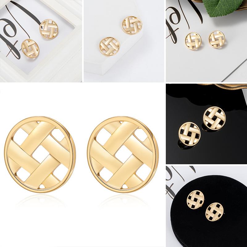 

Korean Hollow out Round Drop Earrings for Women Statement Geometric Metal Gold Dangle Earrings 2021 Trend New Fashion Jewelry