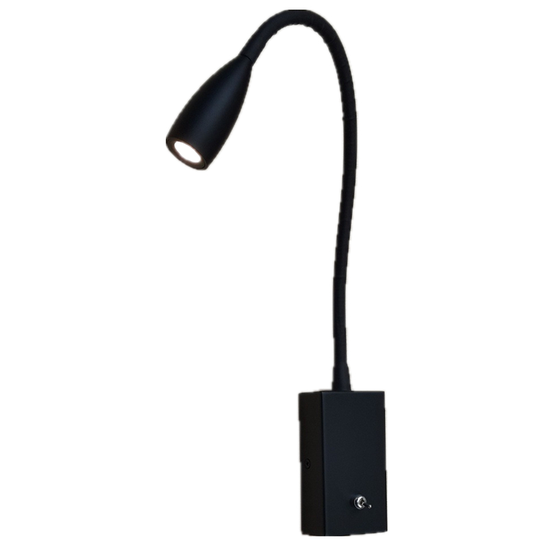

Topoch Black Wall Lights Hard-Wired with Switch on off Lamp Flexible Arm LED 3W Soft Emit No Flare for Bedroom Corridor Study Foyer AC100-240V DC12V/24V Reading Light