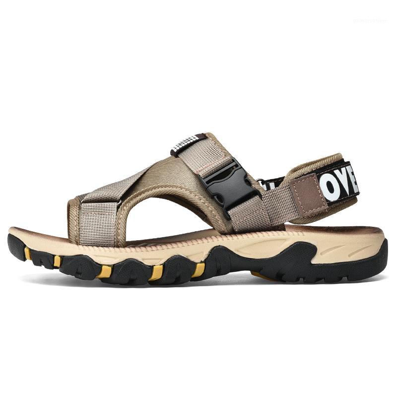 

Classic Men's Soft Sandals Comfortable Summer Shoes Big Size Roman Sandale Beach Breathable Casual Shoe1, Khaki