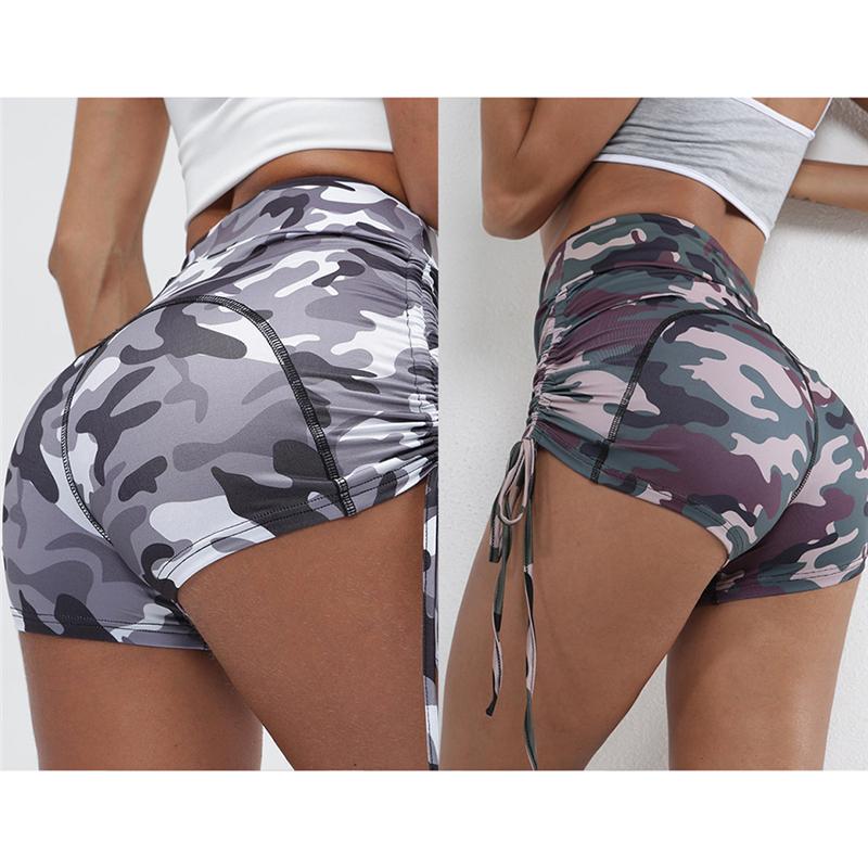 

2021 Women Gym Jogging Yoga Shorts Leggings Breathable Women' Yoga Short Sports Fitness Camouflage Thin Skinny Shorts, Green