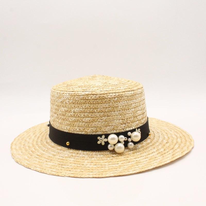 

Wide Brim Hats Women Summer Beach Sun 2021 Brand Flat Top Straw Hat Bone Feminino