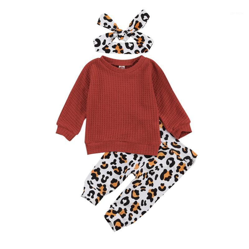 

Fashion Autumn Winter Newborn Baby Girls Boys Clothes Sets 3pcs Solid Knit Long Sleeve Pullover Tops Leopard Pants Headband1, As pic