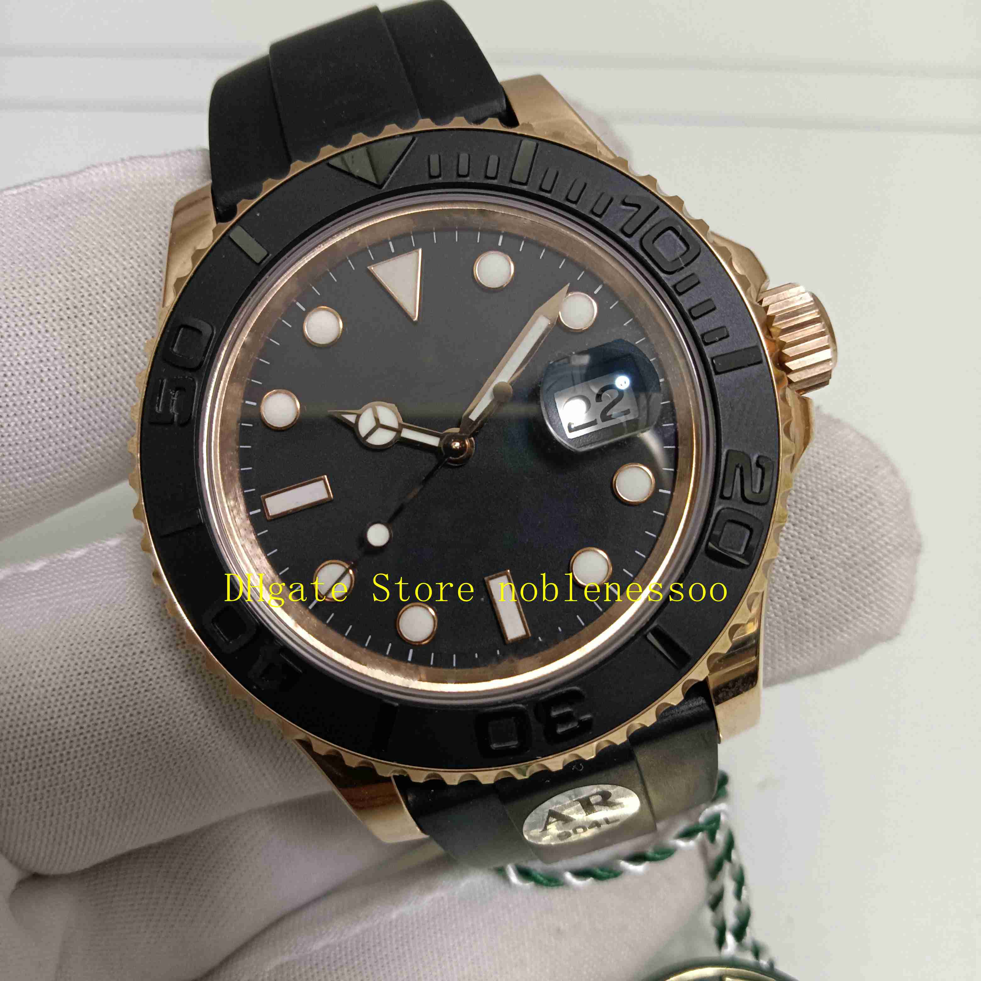 

Super AR Factory CAL.3135 Movement Watch Men 904L Steel Ceramic 18kt Rose Gold Black Dial 40mm 116655 Rubber Bracelet 126655 ARF Mens ETA Mechanical Watches, 01