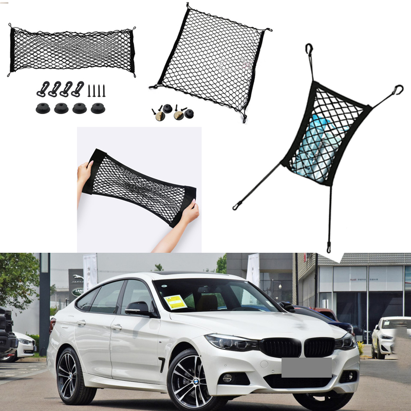 

For BMW 3 Series GT Car Black Rear Trunk Cargo Baggage Organizer Storage Nylon Plain Vertical Seat Net
