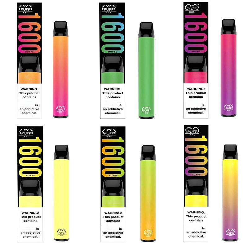 

Puff XXL Disposable Vape Pen 1600 40+ Colors E-cigarette Pre-filled 6.5ml Pods 850mAh Battery Bar Plus