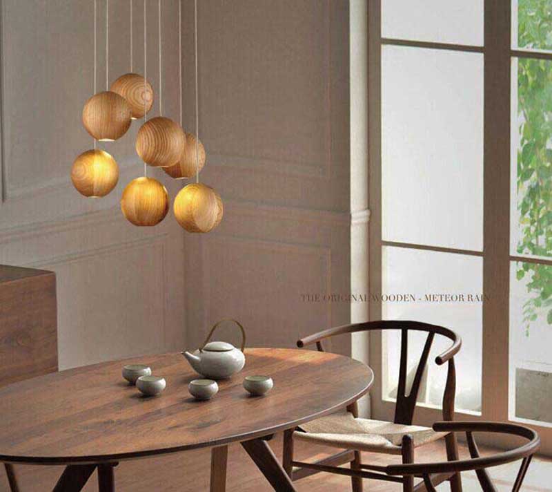 Lampe de lustre en bois chinois solide Nordic Creative Minimaliste Lampe en bois Maison Salon Maison Dining Décoration Lights