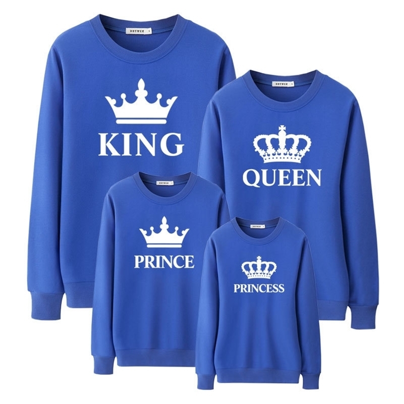 

ZWY314 Clothes Family Matching Outfits Mother and Daughter Daddy Son Baby boys Sweatshirt looks King Queen printed tshirt 201104, White