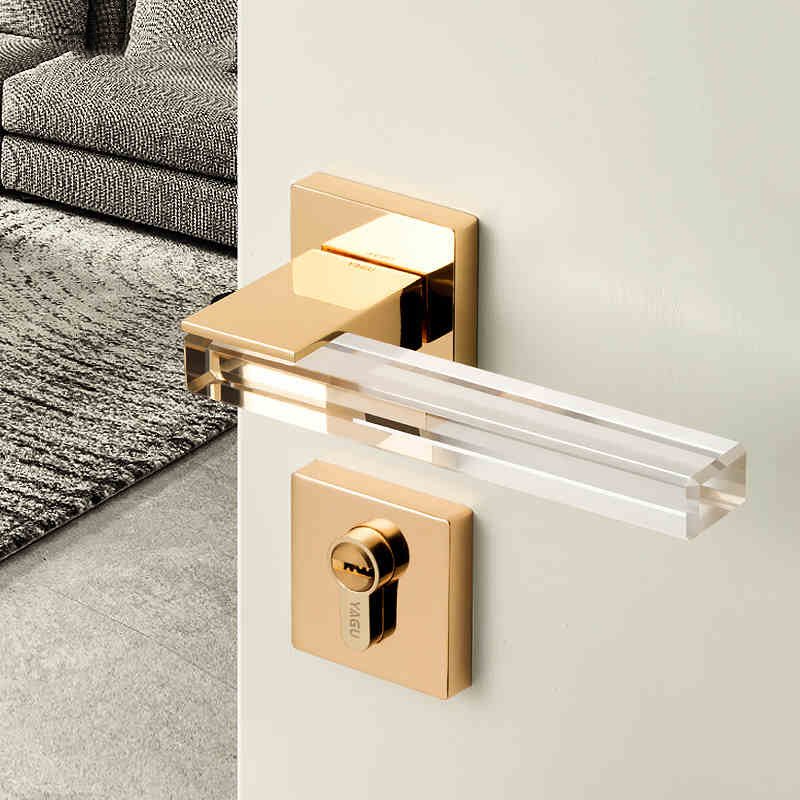 

Modern style /Crystal texture/Mute Room Door Lock Handle Fashion Interior Door Lock Anti-theft Gate Lock Furniture Hardware 201013