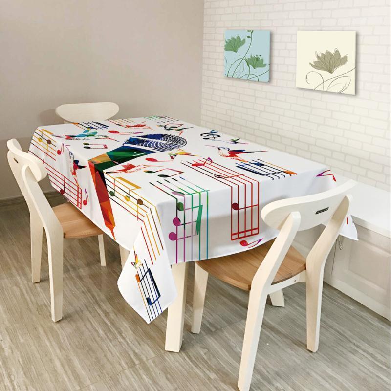 

Modern Simplicity Tablecloth Colorful Musical Note Pattern Polyester Cotton Dustproof Rectangular Dining Table Cloth Home Decor1, Style b