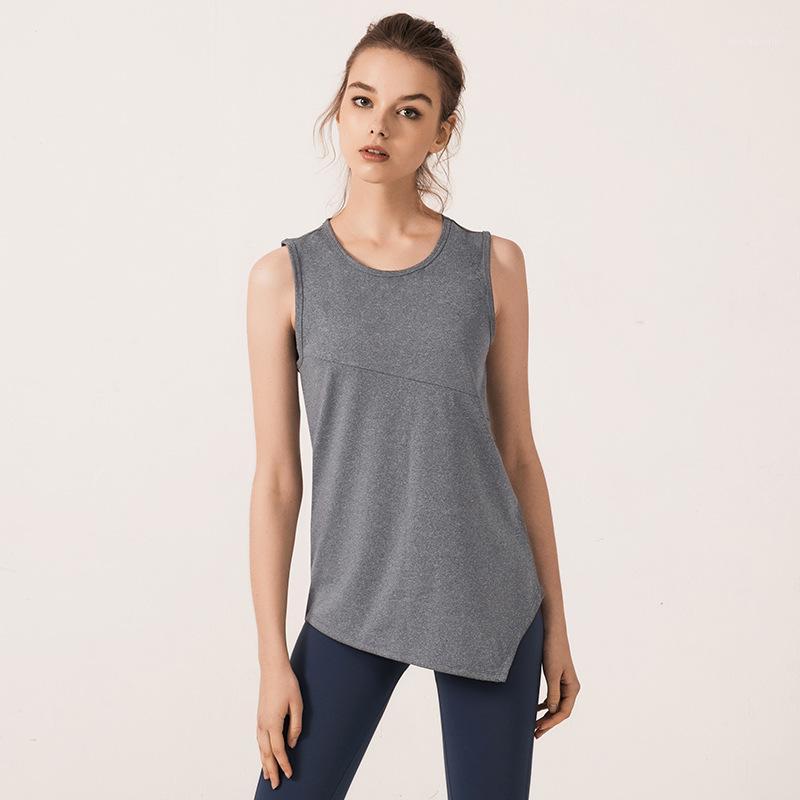 

Women Irregular Yoga Fitness Tank Tops Sleeveless O Neck T Shirts Quick Dry Loose Running Sports Pilate Gym Workout Sportswear1, Black