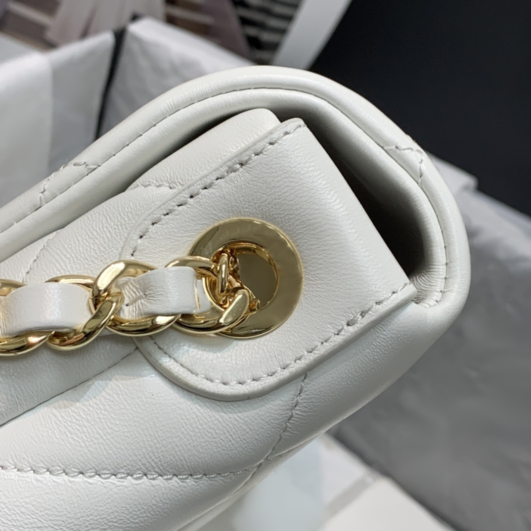 

2021 womens big purse C large flap bag lambskin gold-tone white quilted leather crossbody classic chain flap shoulder bag purses handbags, Box