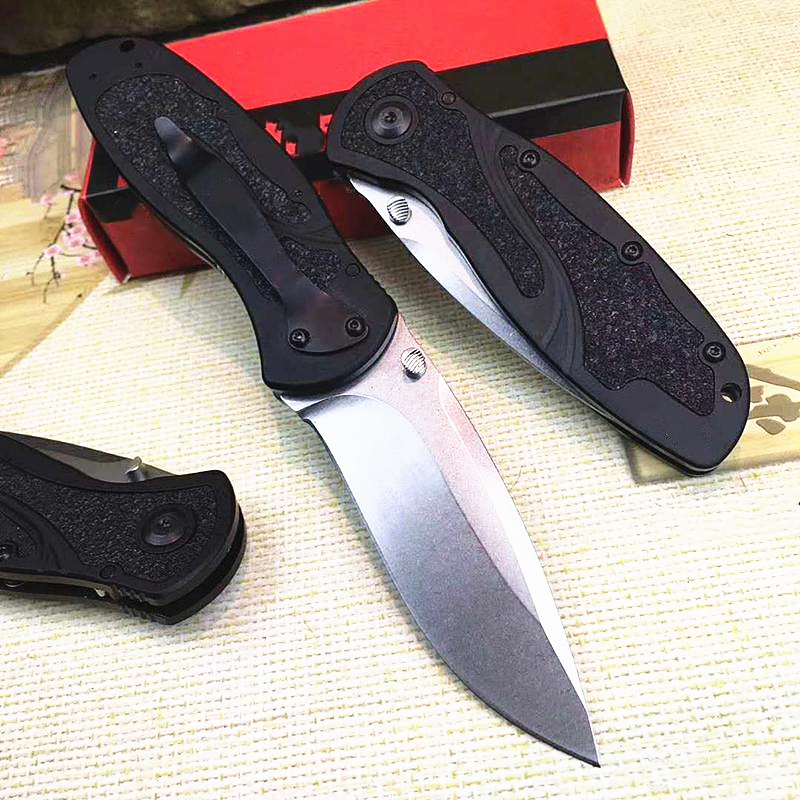 

Promotion 1670 Folding Blade Knife D2 Drop Point Stone Wash Blades T6061 Aluminum Handle With Original Retail Box