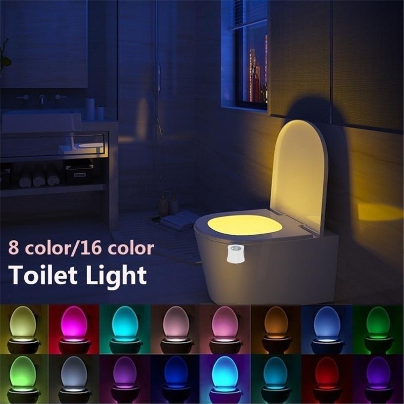 

8/16 Colors Toilet Sensor Lights Intelligent Induction Bathroom LED Body Motion Activated on/Off Seat Sensor Night Light
