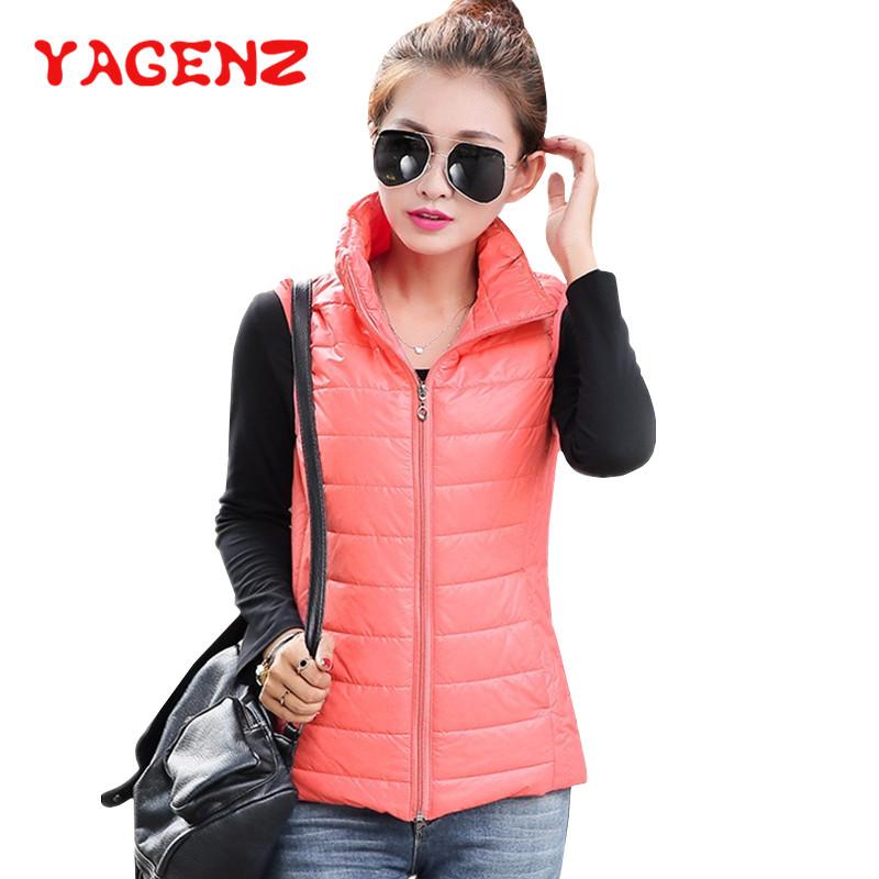 

YAGENZ 2020 Hot selling Short Vest Autumn And Winter Clothes Vest Women Coat Tops Slim Fashion Warm Waistcoat Down Cotton Jacket, Rose red